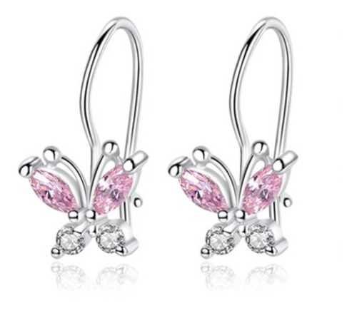 Aros Pendientes De Mariposa De Cristal Brillante Para Niñas