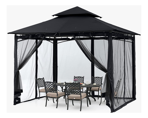 Gazebo Doble Techo Para Patios Con Toldo Y Mosquitera