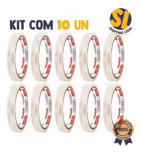 Imagem 2 de 4 de Fita Empacotamento Polisil 510 12mmx40m Adelbrás Kit 10 Unid