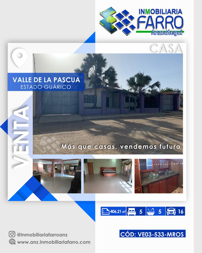 Imagen 1 de 13 de En Venta Casa En Guárico. Valle De La Pascua. Ve03-533-mros