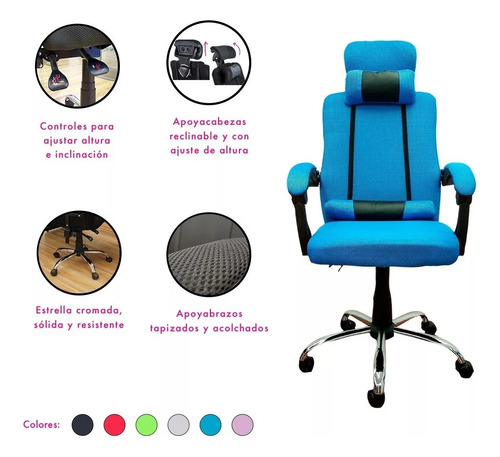 Silla Game De Escritorio Starway Ergonómica Azul Con Tapiza Material del tapizado Malla