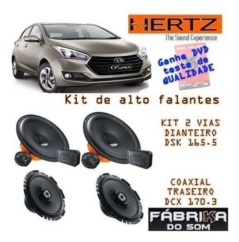 Kit Combo Conjunto Auto Falantes Hertz Hyundai Hb20