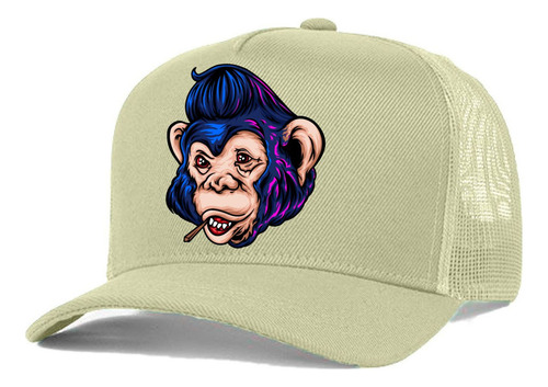 Boné Trucker Bege Liso Redinha Macaco Maluco Aba Curva