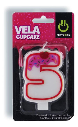 Vela Numerica Cupcake Rosa #5