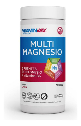 Multi Magnesio En Polvo Bebible Máxima Absorción X 220g Vw Sabor Limón