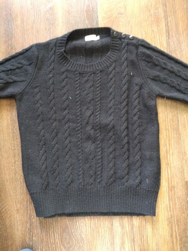 Sweter Negro Tejido De Lana Polo Club Talle 2 (42)