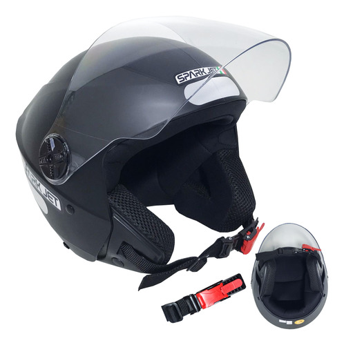 Capacete Masculino Ebf Aberto Spark Jet Solid Preto Fosco 58