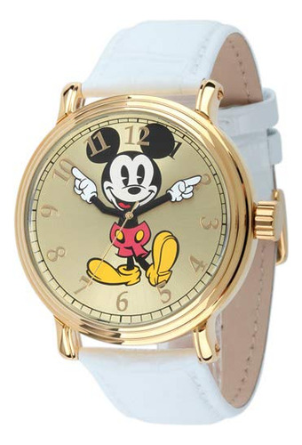 Reloj Disney Mickey Mouse W001849 Para Hombre, Piel Blanca