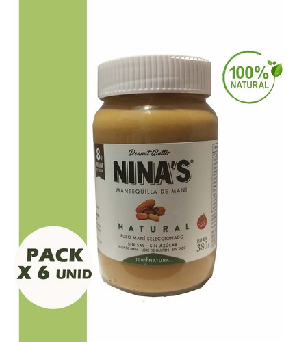 Mantequilla De Maní Nina's Pack X 6unidades 100%natural 