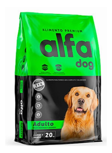 Alimento Premium Alfa Dog Adulto 20kg Perro /fauna Salud