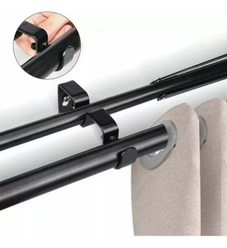 Soporte Set 3 Cortinero Doble Para Pared Ajustable Gancho