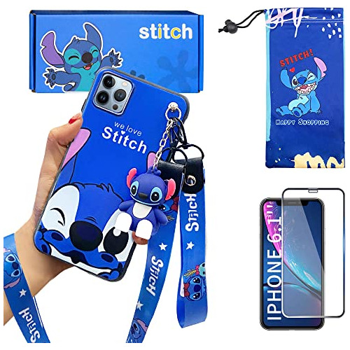 Funda For iPhone 14 Pro Cute Stitch Cartoon 3d Character-02