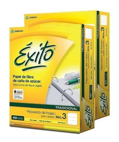 Repuesto Exito Hojas Nº3 Escolar 100 Gr X480 Hjs X1