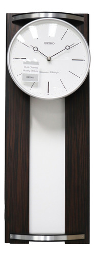 Reloj De Pared Seiko Qxh078b Péndulo Madera 60cm Estructura Café Oscuro Fondo Blanco