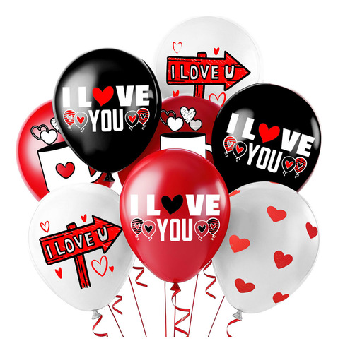 Set De Banderas Con Globos Para Fiesta De San Valentín, Deco