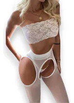 Comprar Conjunto Top Y Less Hilo + Panty Medias Lycra Ropa Interior