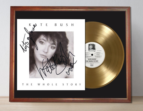 Kate Bush The Whole Story Tapa Lp Firmada Y Disco Oro Cuadro