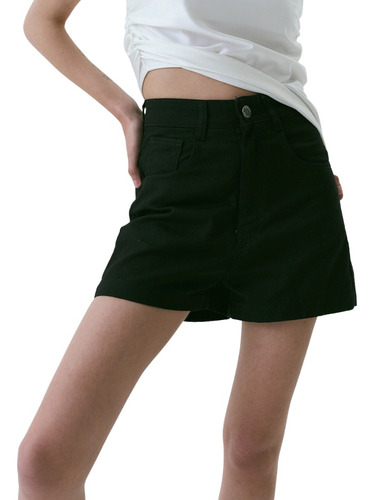 Short Mom Tiro Alto Celeste Negro