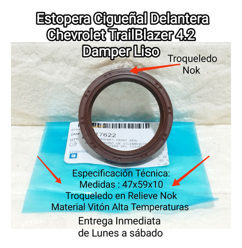 Estopera Delantera Cigueñal Gm Trailblazer 4.2 89017622