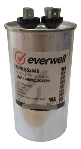 Capacitor Marcha 55 Mfd (370/440 V) Everwell 