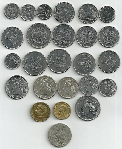 200 Réis 1901 + 50 Centavos 1954 E 1975 (inox) + 22 Moedas