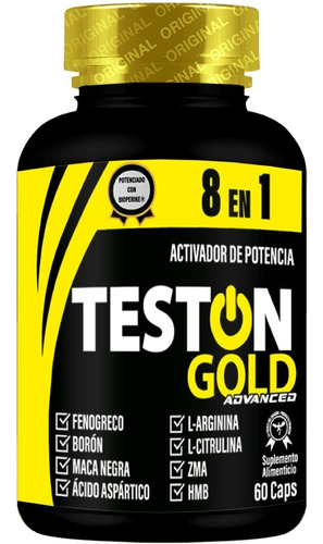 Imagen 1 de 6 de Muscle Goodness | Teston Gold Advanced 8 En 1 | 60 Caps