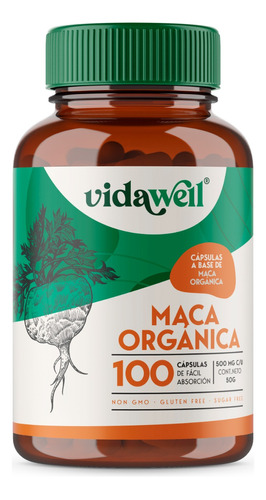 Maca Organica De 100 Cápsulas | Vidawell®