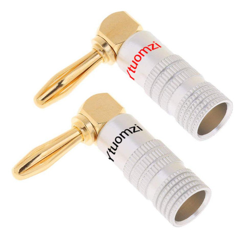 Conectores Banana Ángulo Recto 90 Grados Chapado En Oro 24k