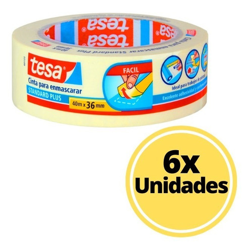 Pack 6 Unid Cinta De Enmascarar Tesa (pintura) 36mm X 40m