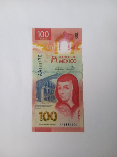 Billete De 100 Pesos, Sor Juana Inés De La Cruz, Serie Aa 