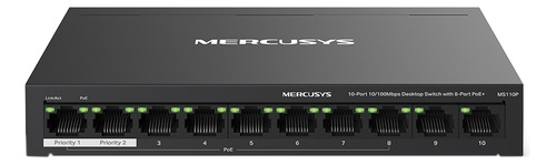 Switch Poe Mercusys Ms110p 10 Puertos / 8 Poe 65w 100mbps