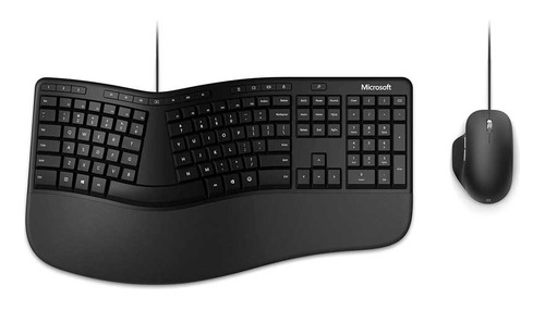 Kit De Mouse Y Teclado Microsoft Ergonómico Negro Español