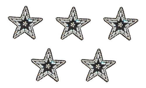 Aplique Termoadhesivo Estrella Con Strass Pack X 5 Uni Negro