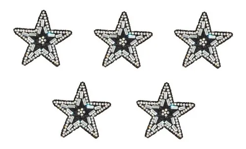 comprar Aplique Termoadhesivo Estrella Con Strass Pack X 5 Uni Negro Negro