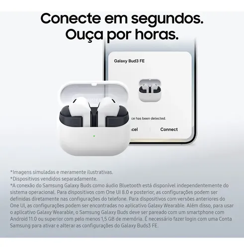 Samsung Galaxy Buds3 Fe, Fone De Ouvido Sem Fio, Cancelamento