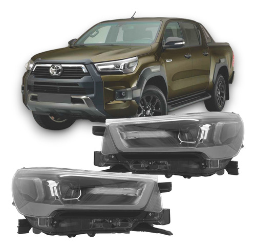 Par Farol Principal Hilux 2021 22 A 2025 Aro Cinza Full Led