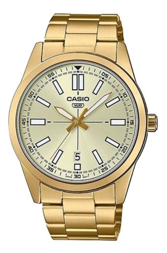 Reloj Casio Hombre Mtp-vd02g Acero Inoxidable Wr 50m Color Del Fondo Dorado Color De La Correa Dorado Color Del Bisel Dorado
