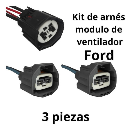 Kit Arnés Conector Modulo Resistencia  Ventilador Ford 3pz