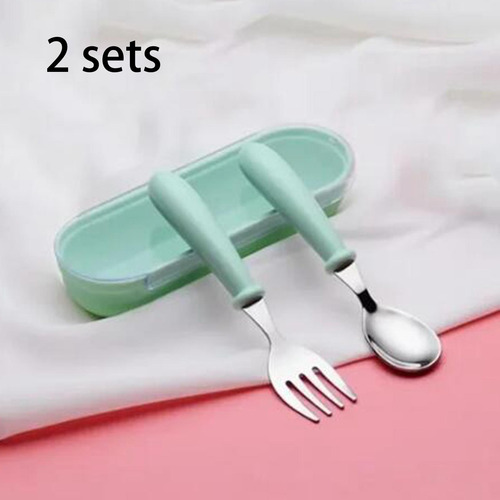 Set De Cubiertos Infantiles, Cuchara Y Tenedor De Acero