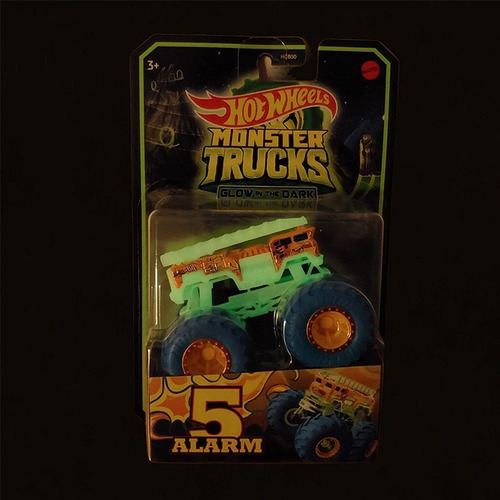 Carrinho Hot Wheels Monster Trucks Brilha No Escuro 5 Alarm