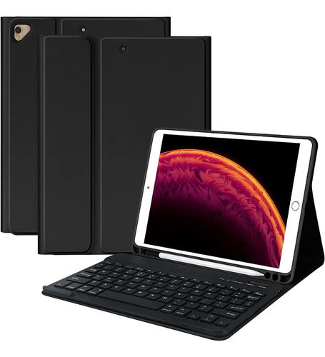 Funda Con Teclado Para iPad 10.2 9/8/7 Generacion (negra)