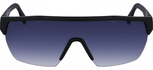 Lentes Sol Lacoste L989s Iconic Geometric Shield Retro 62mm Lente Azul Oscuro Varilla Negro Armazón Matte Black/white/blue 002