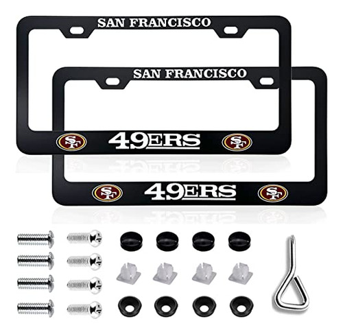 2pcs Of 49ers Black License Plate Frames Fits Suvs,truc...