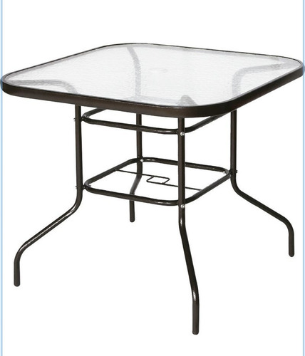 Imagen 1 de 2 de Mesa D Vidrio Cuadrada P/ Interior / Exterior 90x90cm Jardín