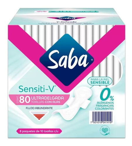 Toallas Saba Sensiti-v Ultradelgada X80.