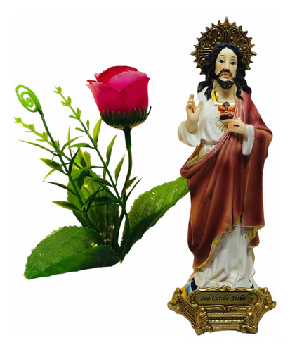Sagrado Corazon De Jesús En Porcelana 15 Cm + Novena