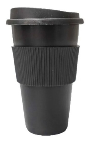 Imagen 1 de 1 de Vaso Térmico Mug Negro Tipo Starbucks + Tapa + Faja Colores