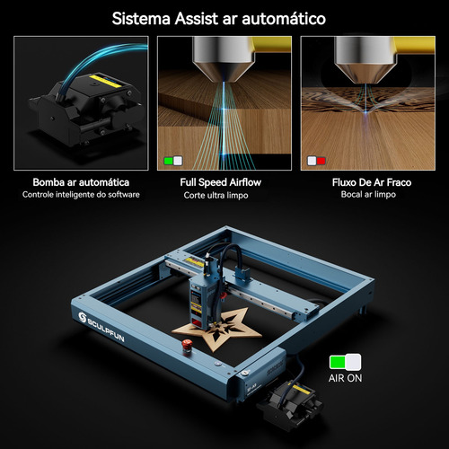 Máquina De Corte E Gravação A Laser Sculpfun Sf 40w Alta Precisão Madeira Acrílico 40x40cm