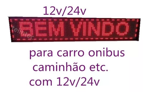 Painel letreiro luminoso de led vermelho 100x20 dig externo- na