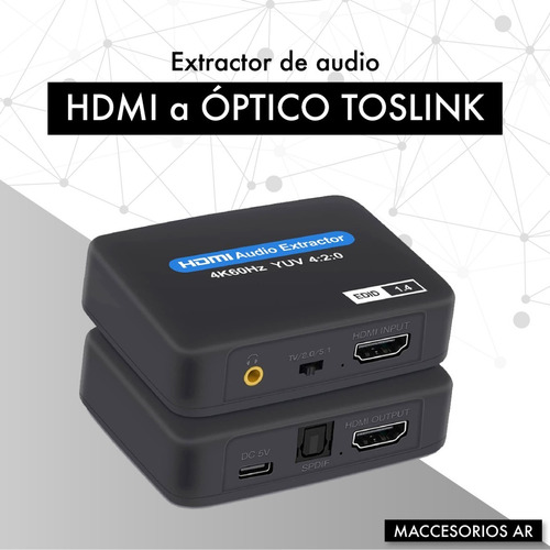 Extractor De Audio Hdmi A Optico Toslink Spdif